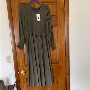 Olive Green Long Sleeve Dress